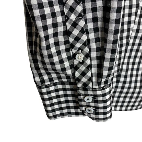 Talbots Gingham Shirt Womens 10 Black White Button Up Non Iron Check Long Sleeve - Picture 7 of 11
